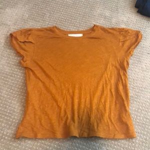 We the free mustard gold ruffle sleeve tee small